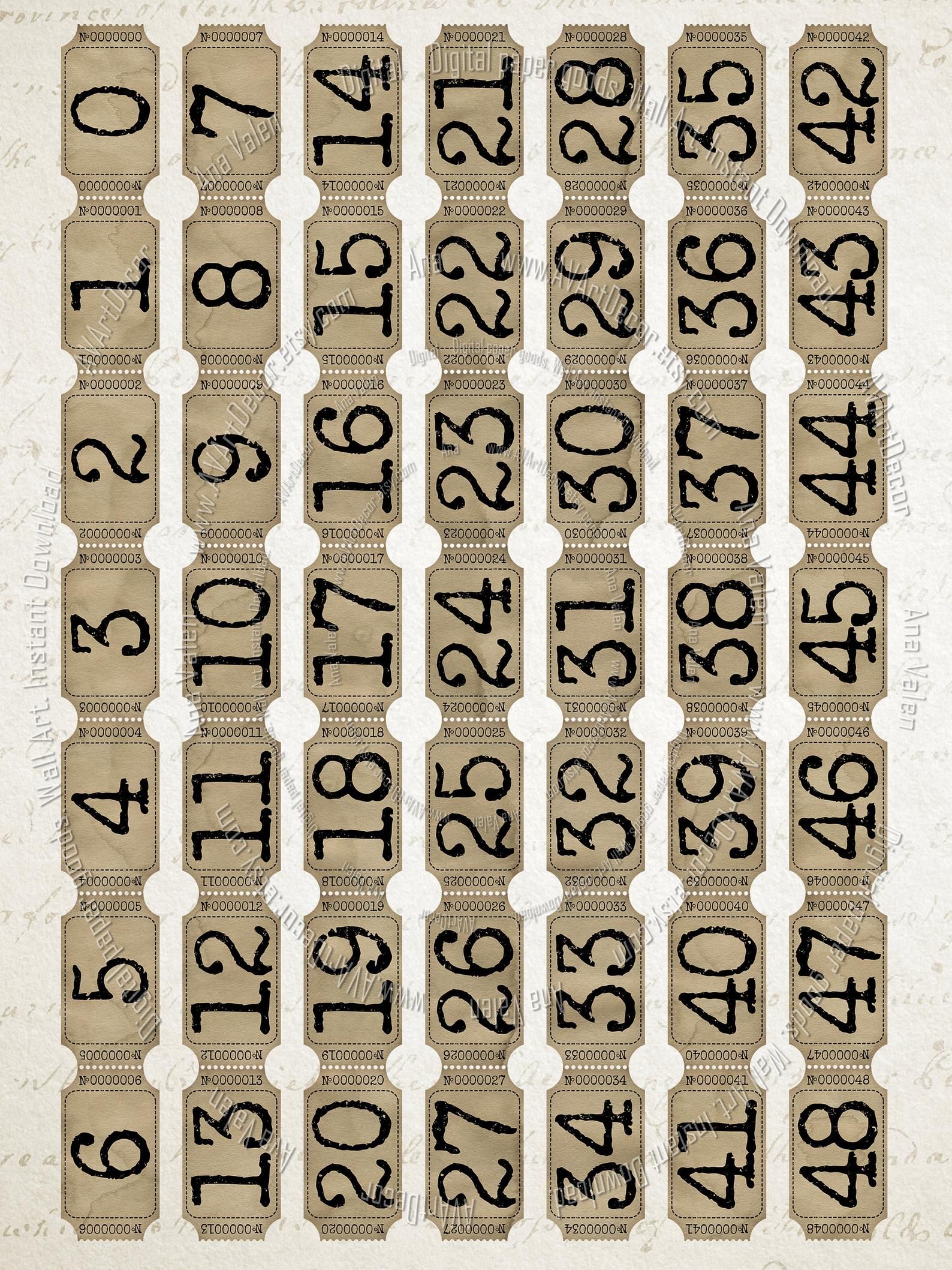 printable vintage numbers