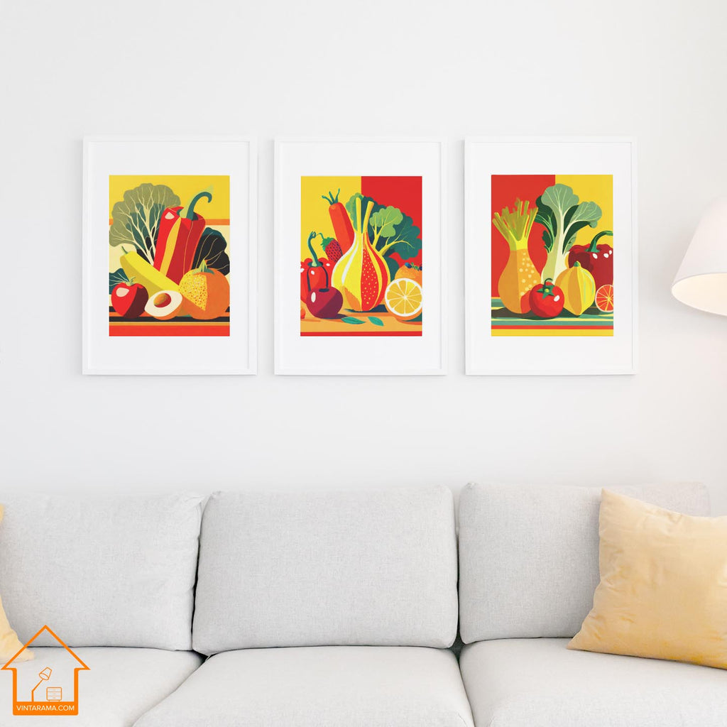 PRINTABLE Vintage WALL ART 4 Design Prints of 50s 60s vegetable ...
