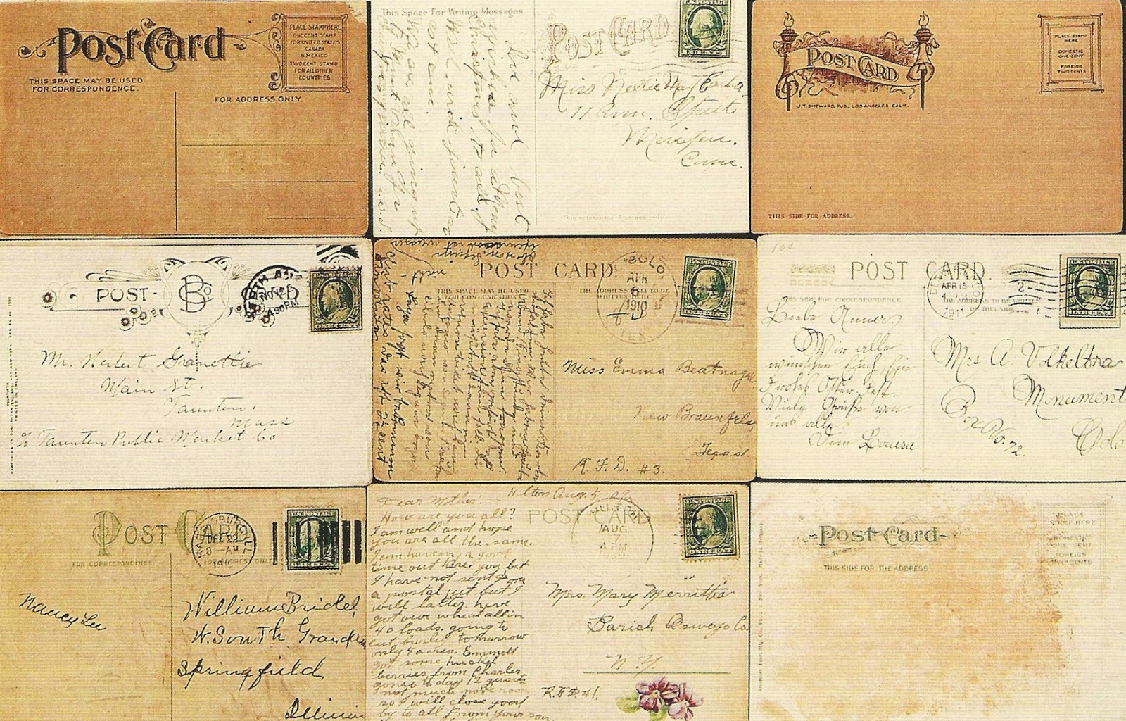 Two Free Vintage Postcards - Large Background Images -