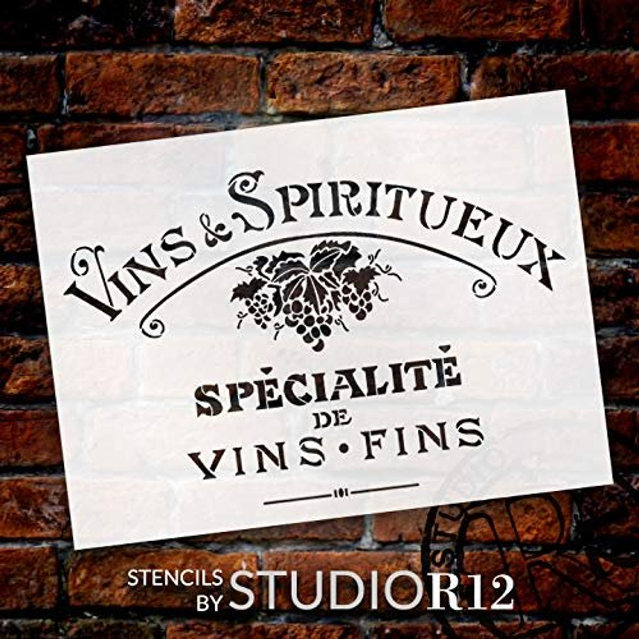 Vintage French Fine Wine Stencil with Grapes by StudioR12 | DIY Old French  Ephemera Home Decor &  Furniture | Vins Fins Kitchen &  Bar Word Art | Paint  ...