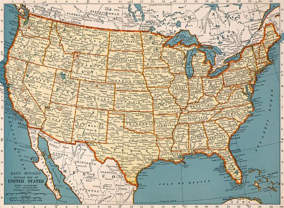 Old map of United States of America Digital Print - Instant ...
