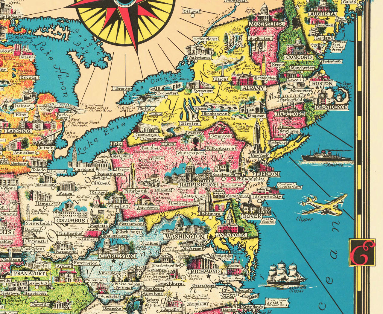 printable vintage us map