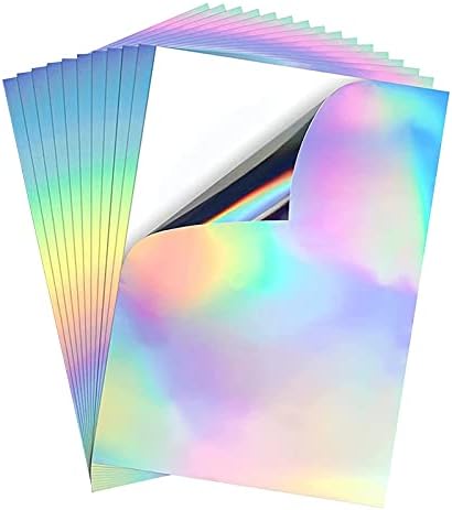 10 Sheets A4 Holographic Sticker Paper Printable Vinyl Quick Dry Waterproof  Rainbow Vinyl Paper for Inkjet and Laser Printers