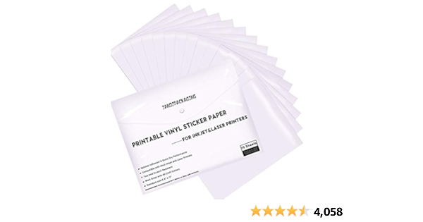 HTVRONT Printable Vinyl - 40 Sheets Paper Sticker for Printing, Matte  Labels, Self-Adhesive Printable Sticker Paper, 216 x 280 mm, Waterproof