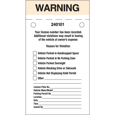 Stock Parking Tickets | Emedco