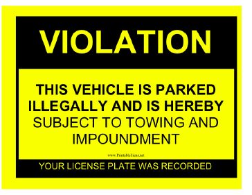 Parking Violation Notice Template - FREE DOWNLOAD - Printable ...