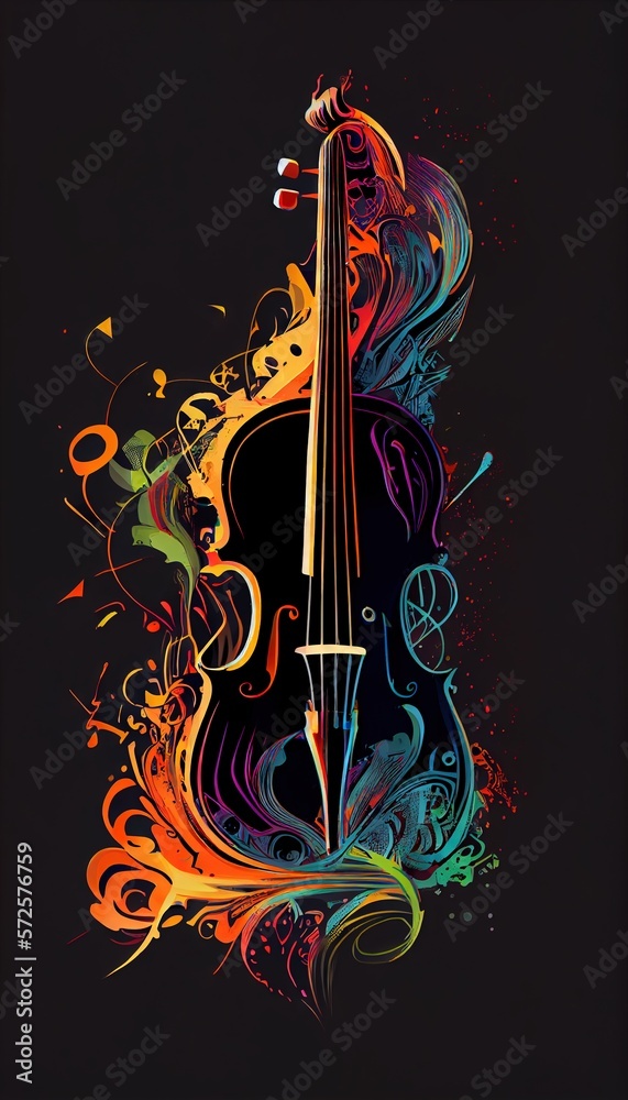 Violin. Music graphite poster, background, wallpaper. Printable ...