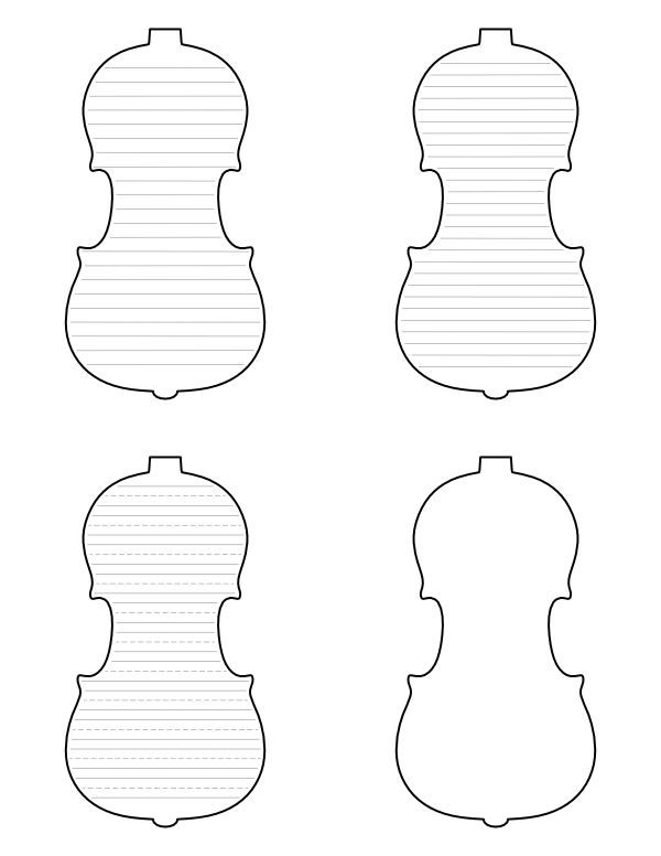 Free Printable Violin-Shaped Writing Templates