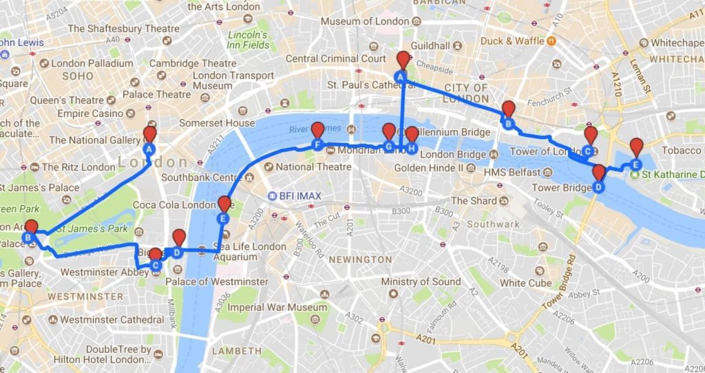 printable visitors map of london