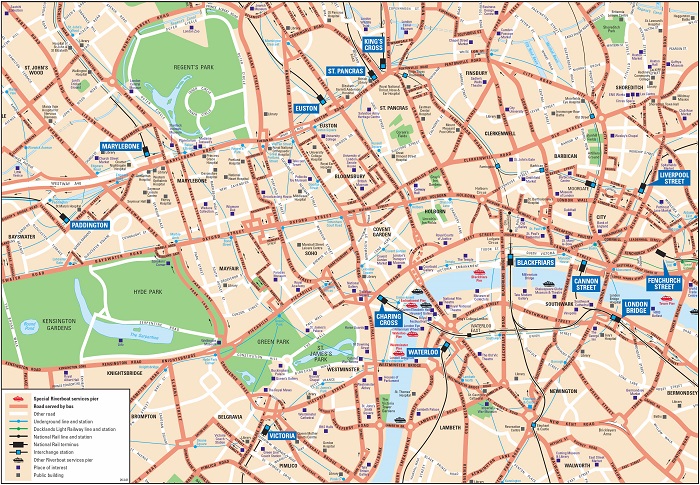 printable visitors map of london