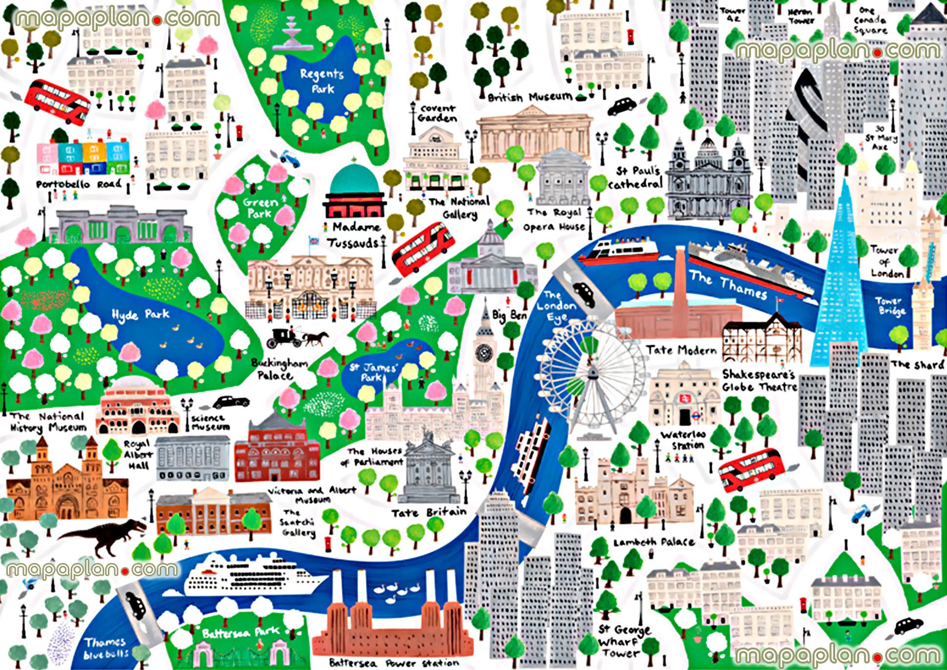 London top tourist attractions map - Beautiful colorful London ... - Worksheets Library for Free Printable Map Of London