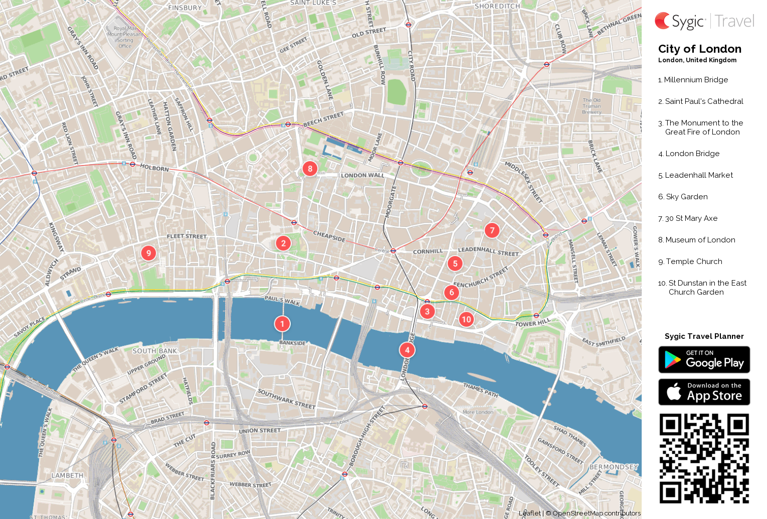 printable visitors map of london