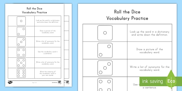 Roll the Dice Vocabulary Game (teacher made) - Twinkl
