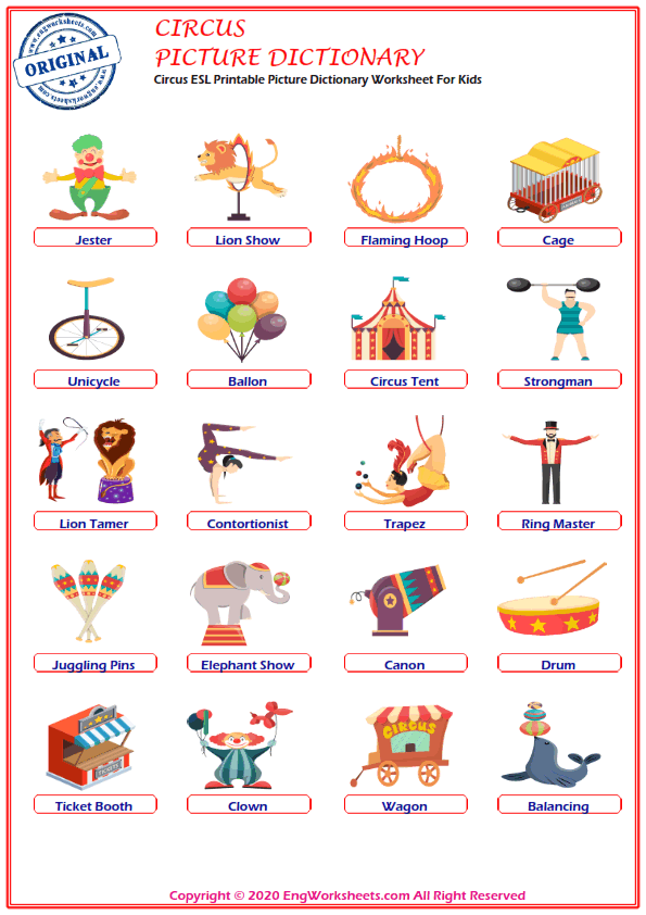 printable vocabulary for esl students