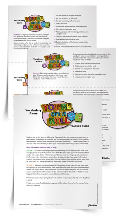 printable vocabulary games for high school