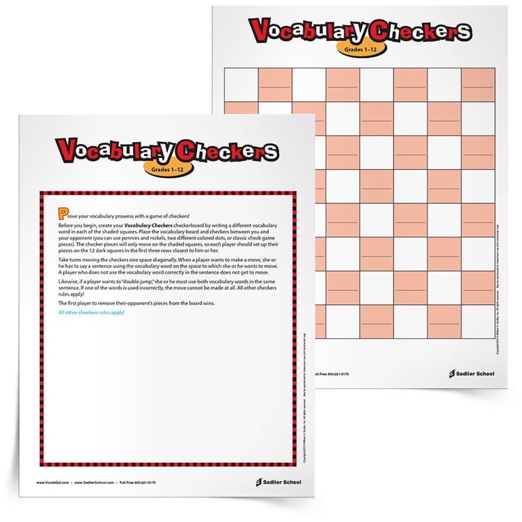 printable vocabulary games for high school