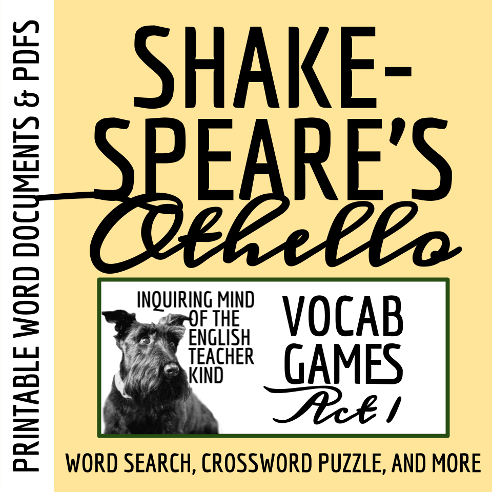 Shakespeares Othello Vocabulary Games for High School (Act 1 ...