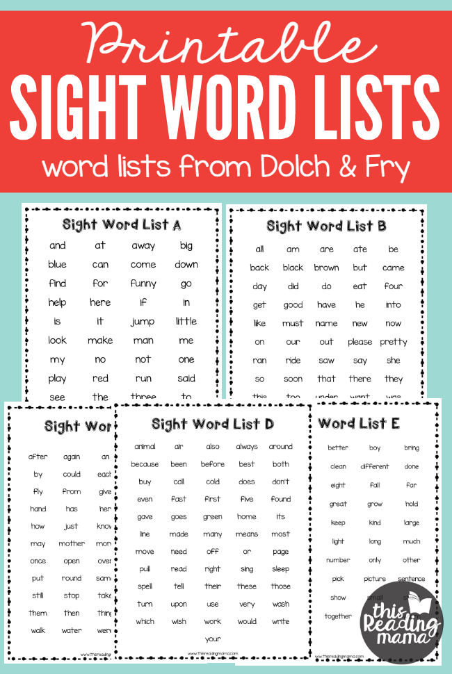 printable vocabulary list