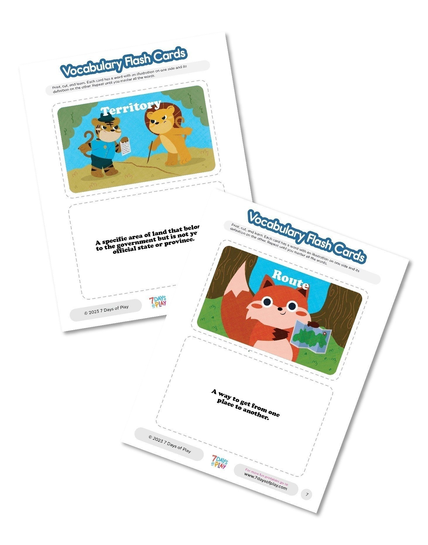 printable vocabulary list