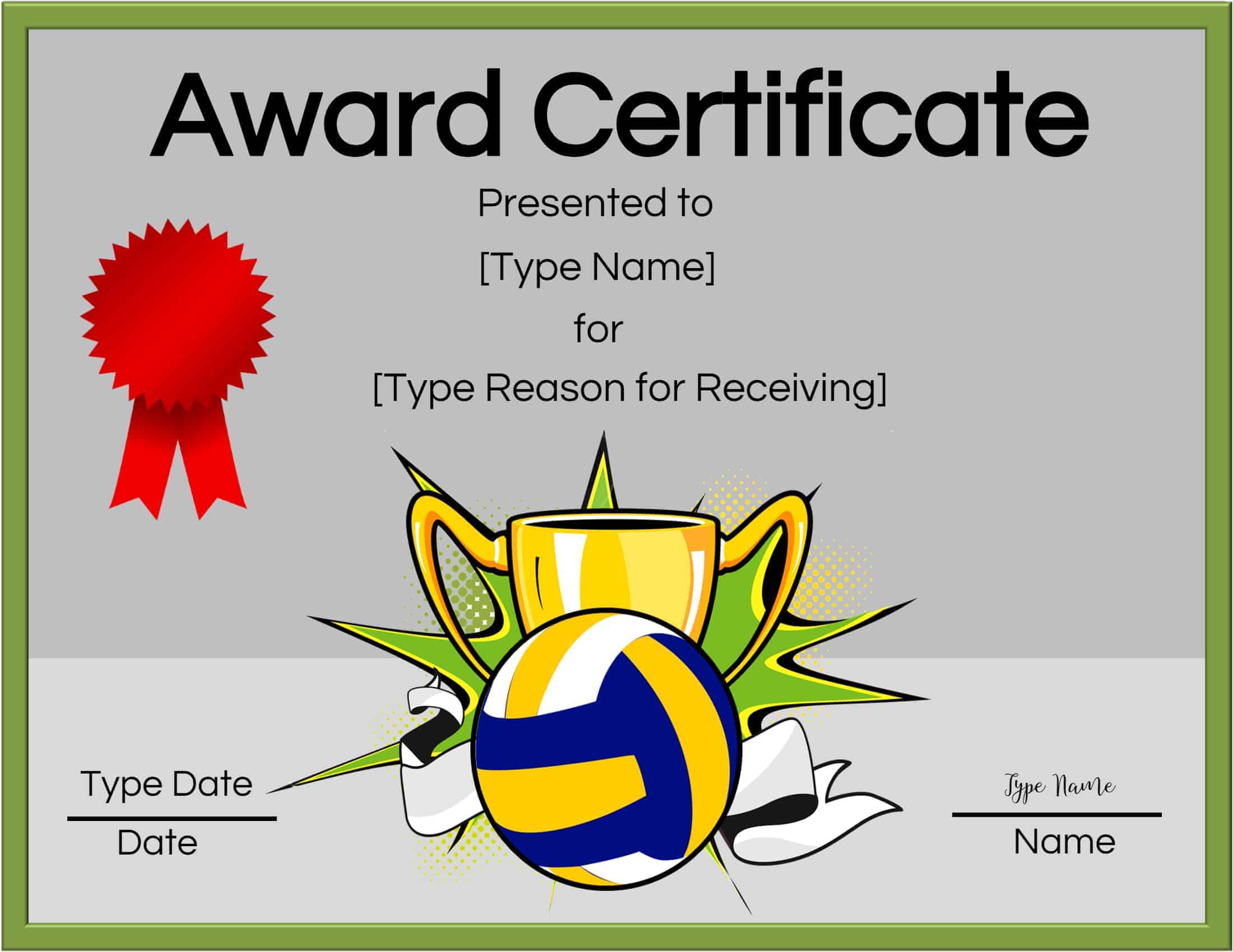 printable volleyball certificates awards