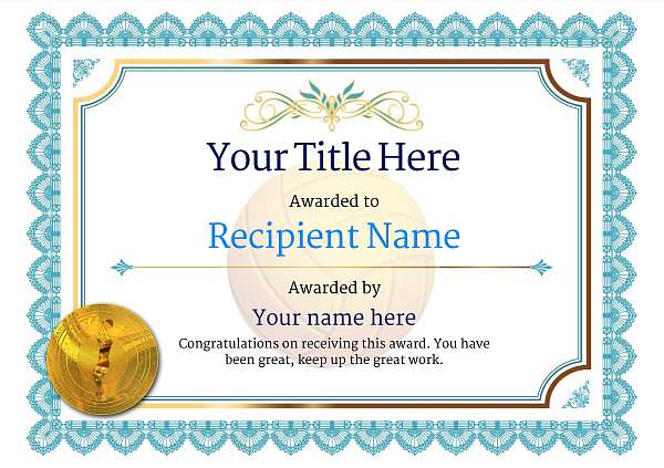 Free Volleyball Certificate templates - Add Printable Badges & amp ...
