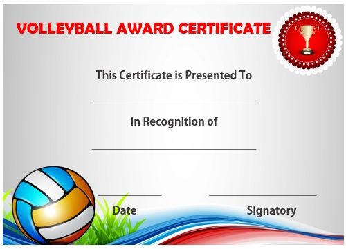 25 Volleyball Certificate Templates - Free Printable Documents ...