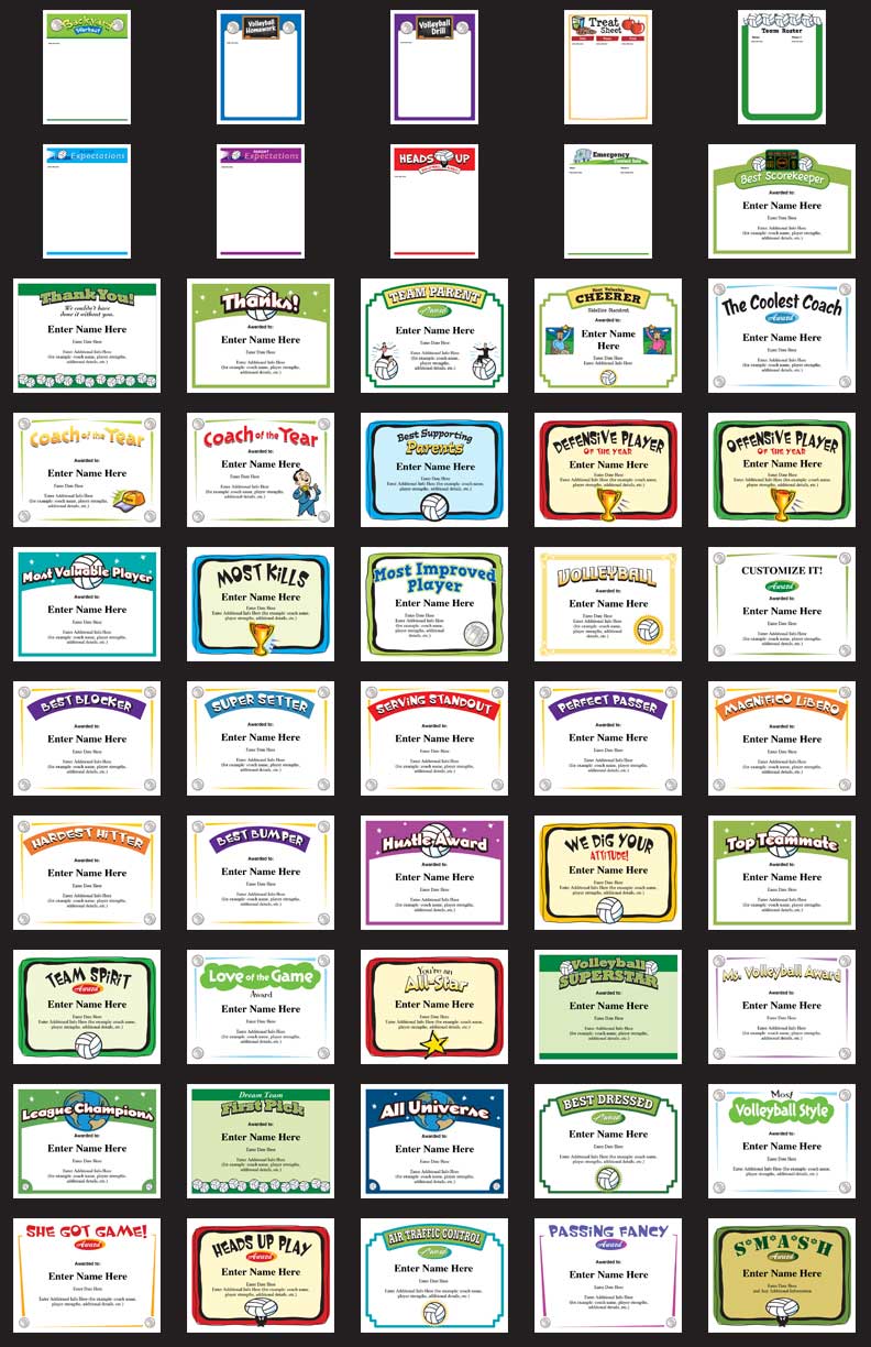 Editable Volleyball Certificates Bundle - Free Award Templates