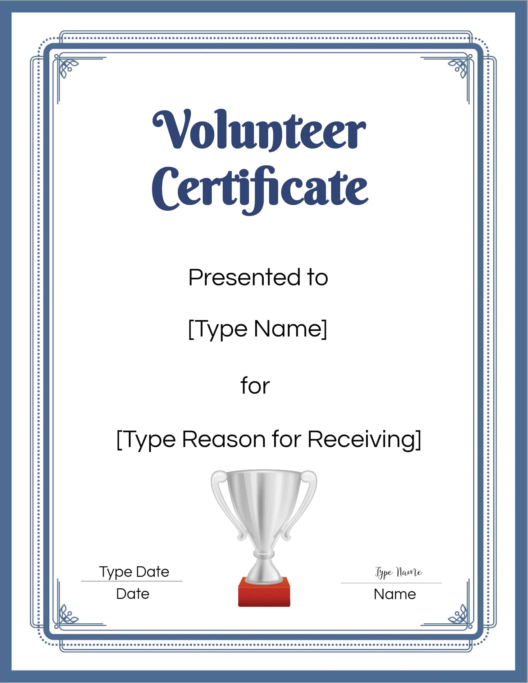 printable volunteer certificates