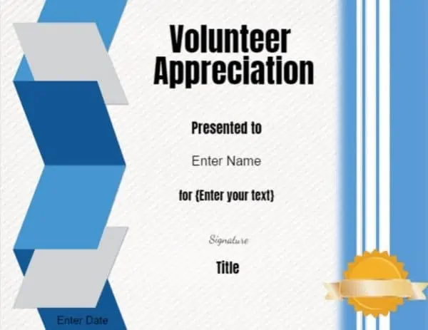 Volunteer Certificate of Appreciation | Customize Online then Print