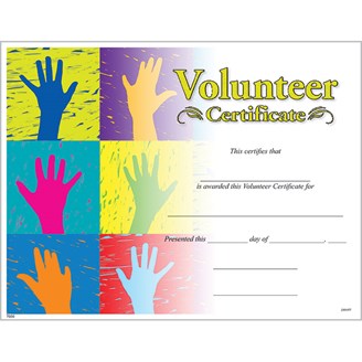 Volunteer Certificate - Jones School Supply