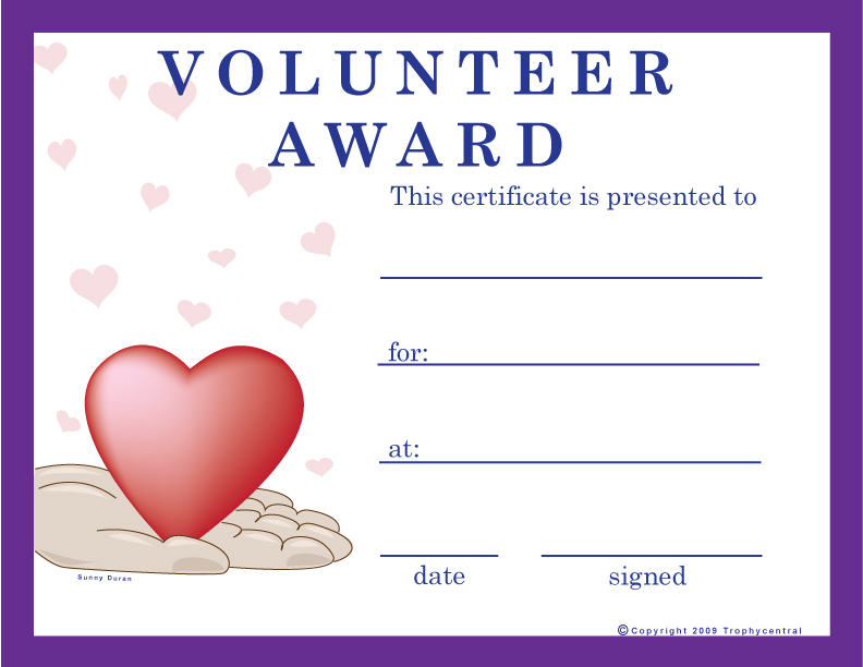 printable volunteer certificates