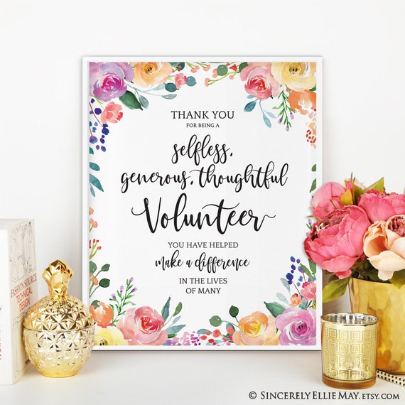 Volunteer Gifts Thank You Volunteer Appreciation Printable, YOU ...