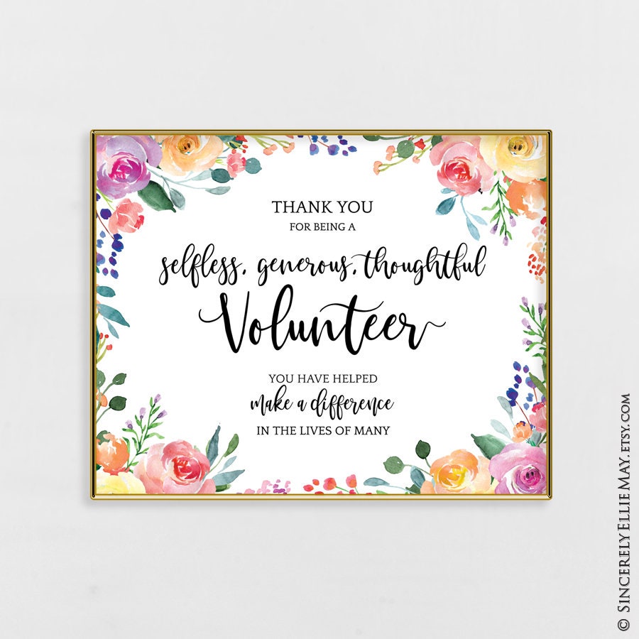Appreciation Gifts for Volunteer Thank You Volunteer Printable ...