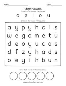 Short vowel sounds worksheets for preschool and kindergarten kids