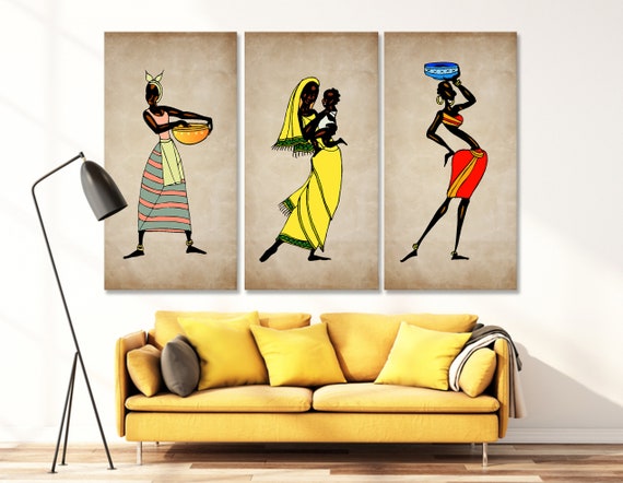Beauty of Africans Woman Drawings Printable Canvas Interior Art ...