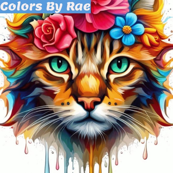 Cat With Flowers Digital Art Prints AI Generated Printable Wall ...