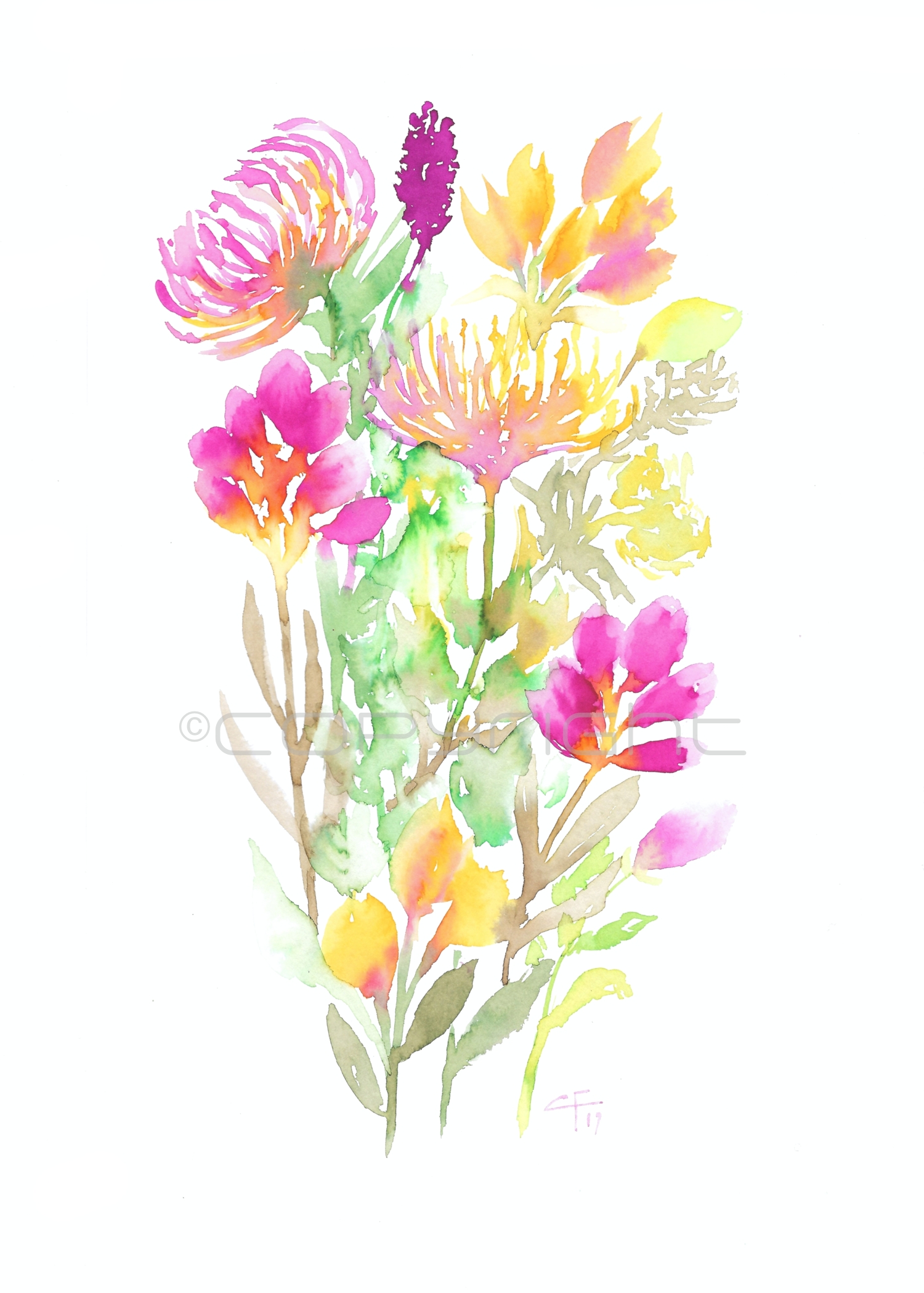 Wall art Prints, Wildflower Prints, Watercolor Flowers, Wall decor ...