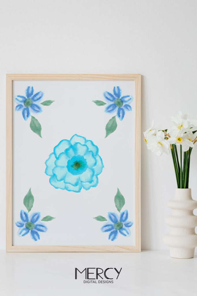 Free Printable Floral Art: Blue Flower Wall Art • Mercy Digital ...