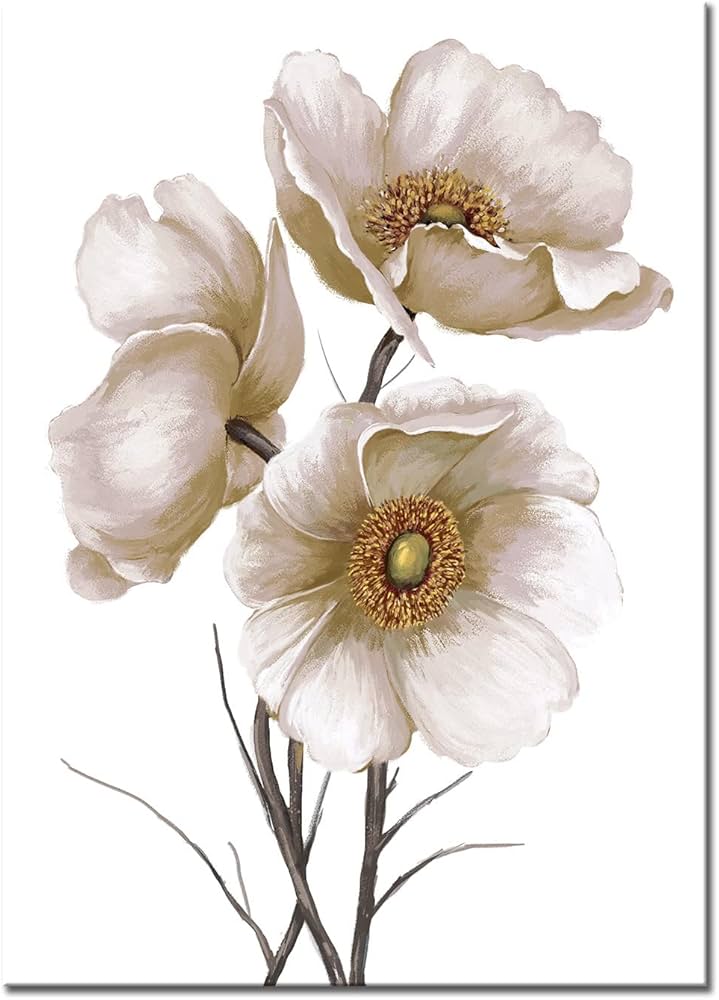 Amazon.com: Novup Flower Wall Art Blooming Floral on the White ...