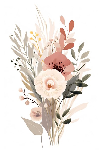 Generative AI Botanical print boho minimalist printable wall art ...