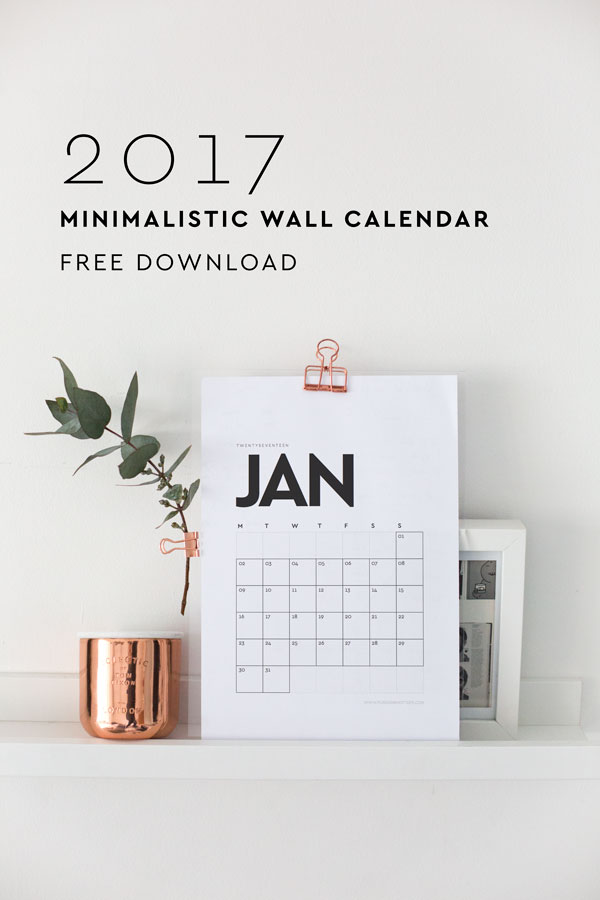 Printable Minimalist Wall Calendar 2017 - Scrap Booking