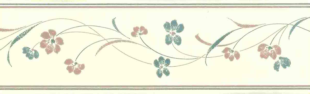 Stencil Floral Vintage Wallpaper Border Blue Pink CH6063B FREE Ship