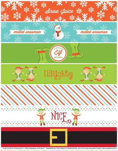 printable water bottle labels for christmas