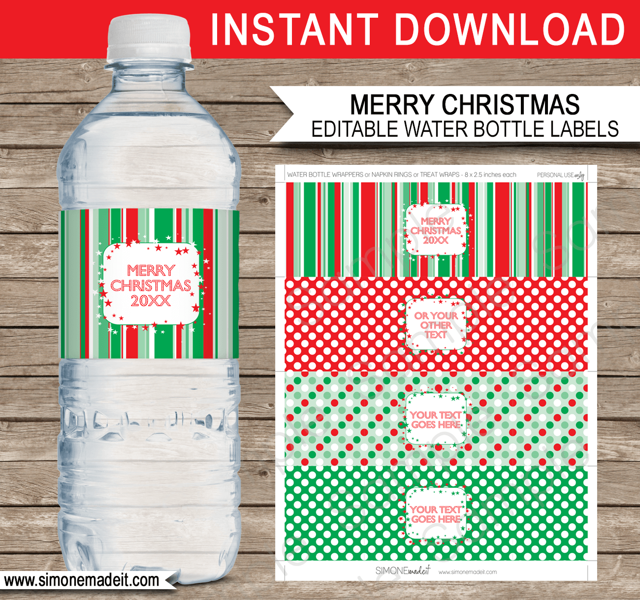 printable water bottle labels for christmas