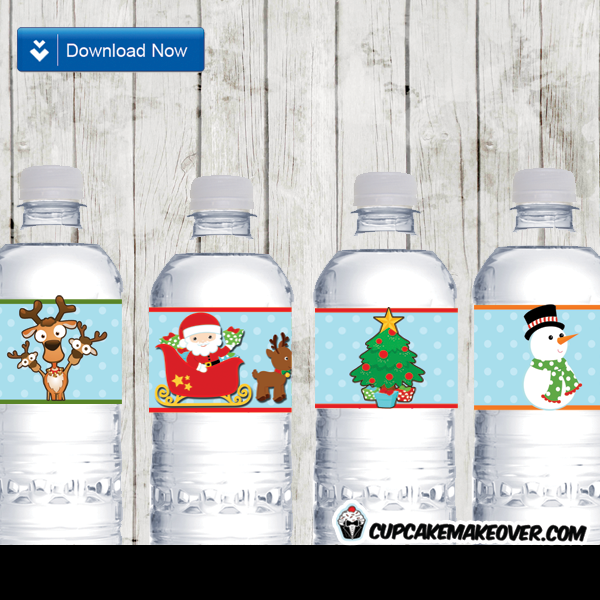 printable water bottle labels for christmas