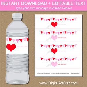 printable water bottle labels valentines