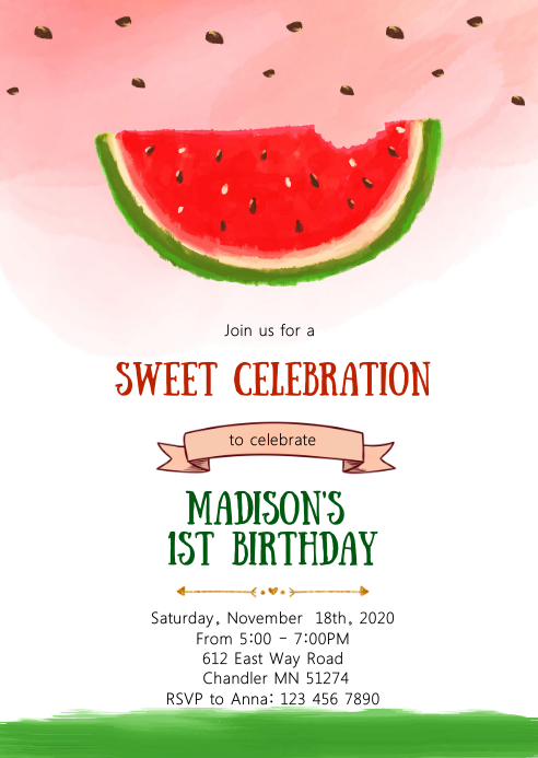 Watermelon birthday party invitation Template | PosterMyWall
