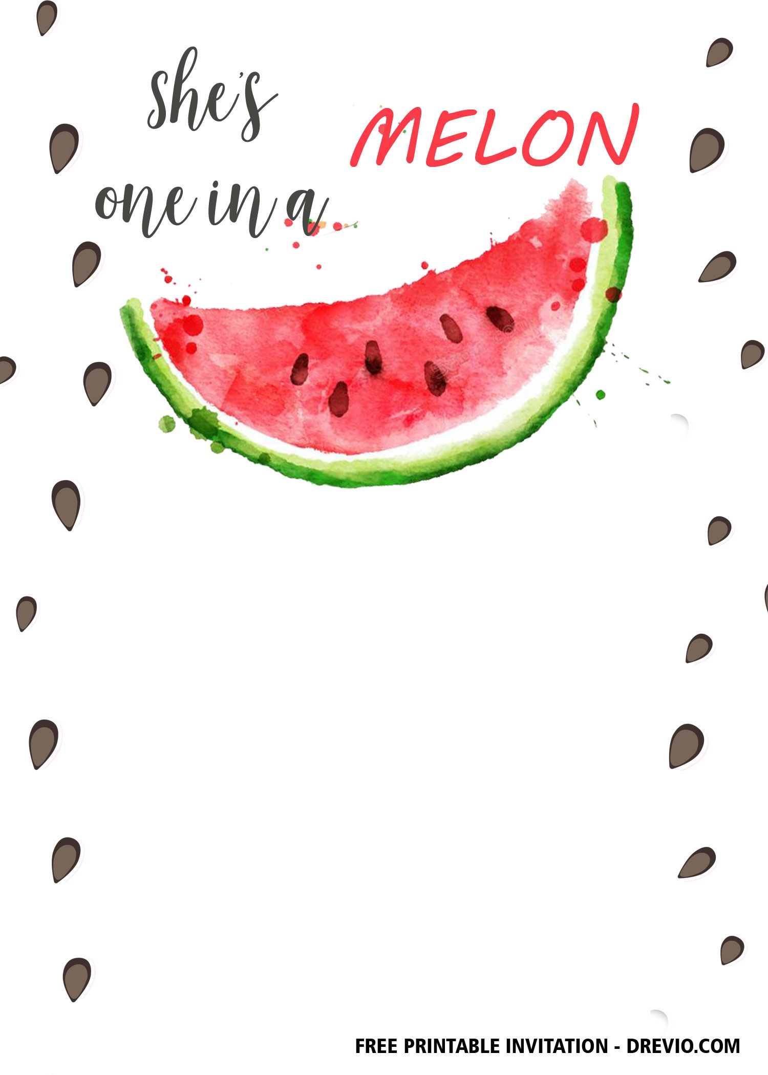 FREE 1st Watermelon Birthday Invitation Templates