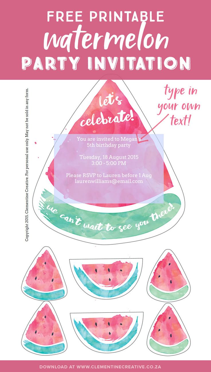 Free Printable Watermelon Party Invitations - Download the Templates!