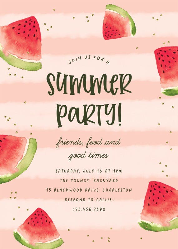 Melon Party - Pool Party Invitation Template (Free) | Greetings Island